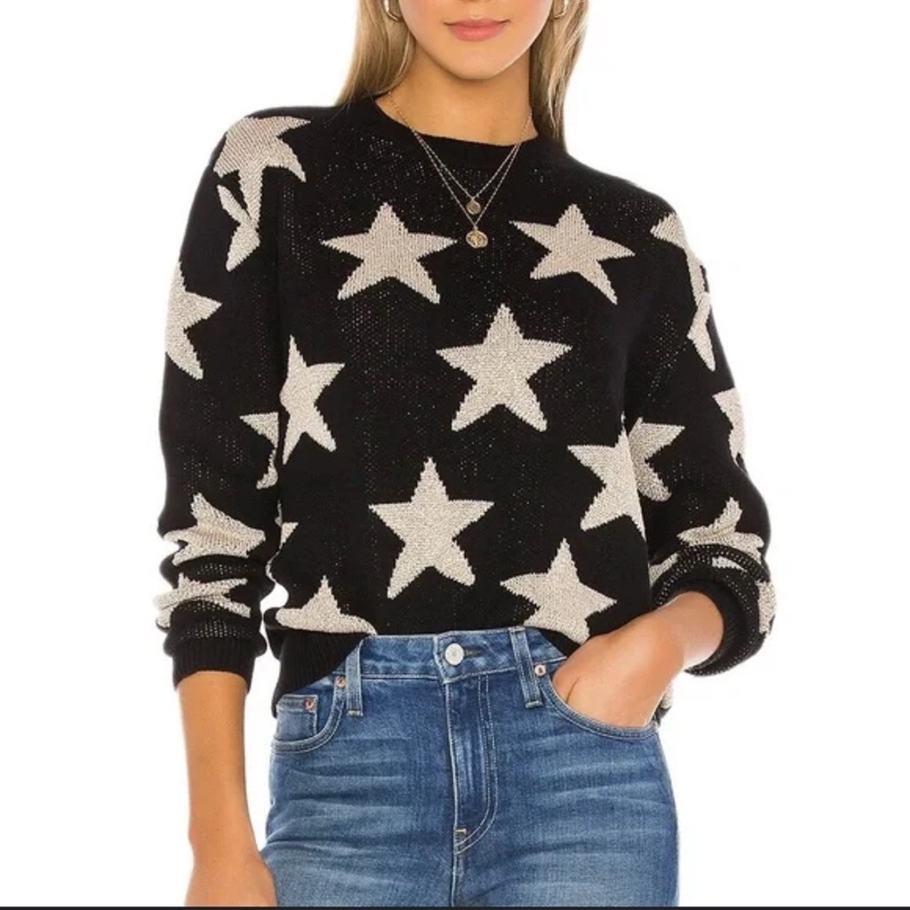 Superdown Black and Cream Star Sweater